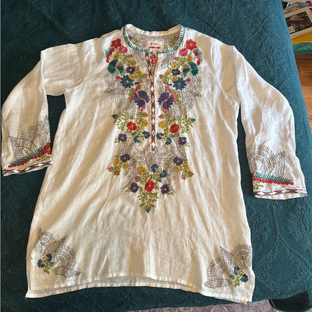 Johnny Was Multicolor Embroidered Top